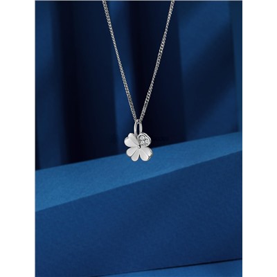 Подвеска из серебра с фианитами родированная - Клевер, четырёхлистник 925 пробы п-125р200