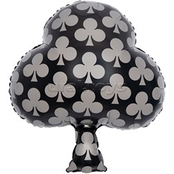 Шар (26''/66 см) Фигура, Покер, Карточная масть: Трефы, Черный, 1 шт. в уп.