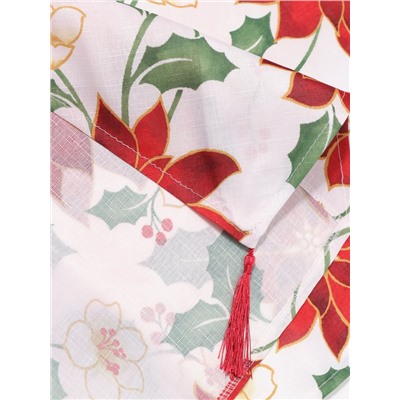 Дорожка на стол «Доляна. Новогодние цветы», белая, 35×180 см