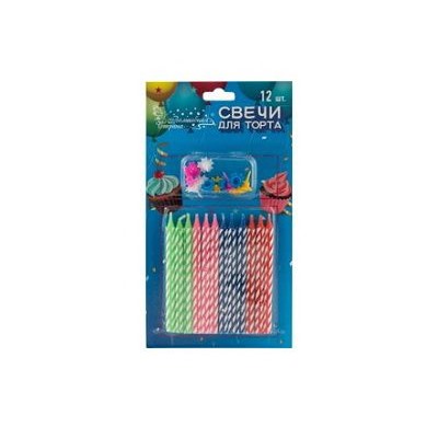 Набор свечей для торта 12шт (длина 9см) Вошебная страна