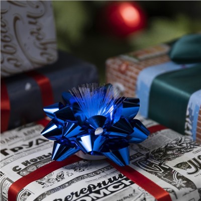 Светодиодная игрушка «Бант-звезда» 10 см, от батареек LR44×3, свечение мульти, синяя