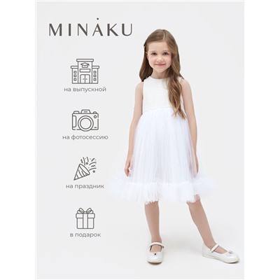 Платье для девочки MINAKU: PartyDress, рост 128-134 см, белое