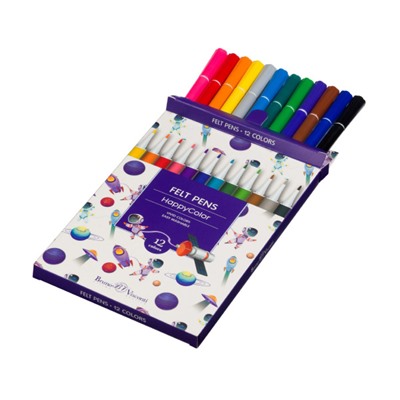 Фломастеры 12цв "СЧАСТЛИВЫЙ ЦВЕТ/HAPPYCOLOR" 32-0023 Bruno Visconti