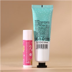 Новогодний подарочный набор косметики женских «Чудесных моментов»: крем для рук 30 мл и бальзам для губ 10 г, URAL LAB