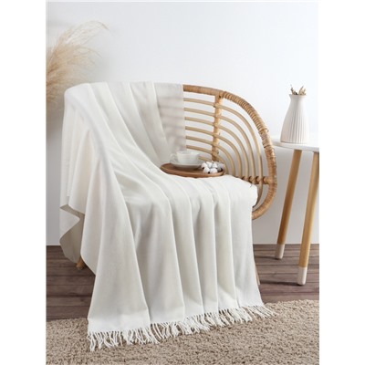 Плед с бахромой «Этель» Light touch, 130×190 см, белый