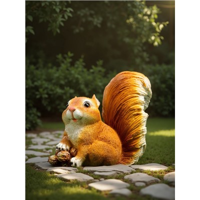 Садовая фигура из полистоуна «Белочка с орешками», 16×8.5×17 см