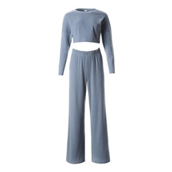 Костюм женский (лонгслив, брюки) MINAKU: Casual Collection, серо-голубой, размер 42