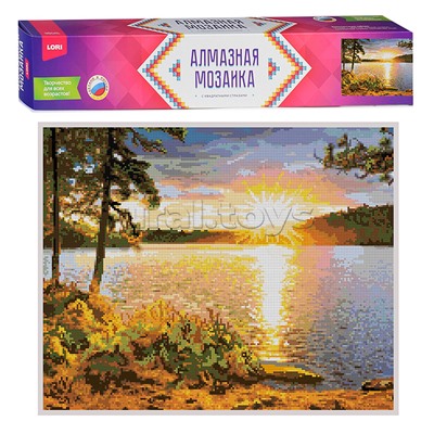 Алмазная мозаика 40*50 см (полное заполнение) "Закат над озером"