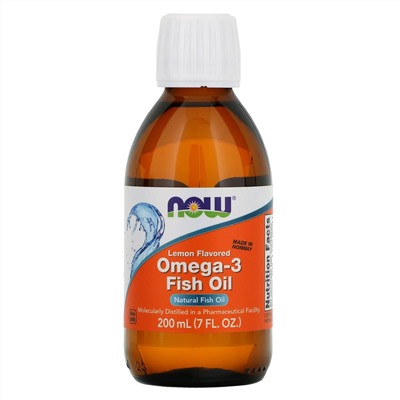 Now Foods, рыбий жир с омега-3, со вкусом лимона, 200 мл (7 жидк. унций)