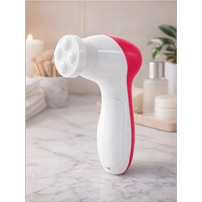 Щётка для массажа и умывания LMZ-039, 5 в 1, для лица и тела, электрическая, от батареек 2хAA, розовая