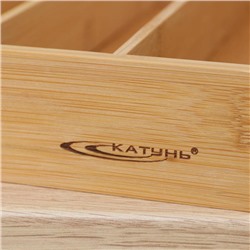 Лоток - подставка деревянный для столовых приборов, 35,5×25,4×5 см, бамбук