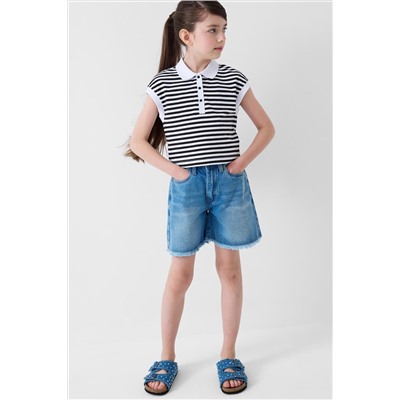 Шорты текстильные джинсовые для девочек PLAYTODAY, 1243743