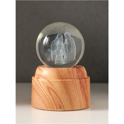 Световая фигурка стекло «Шар. Голограмма: Рождение», 6×LED, d=6 см, крутится, USB, 7×7×10 см