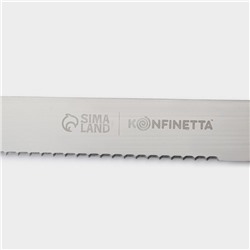 Нож для бисквита крупные зубцы KONFINETTA, длина лезвия 35 см, деревянная ручка
