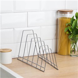 Подставка для крышек настольная, 6 отделений, 15×18.5×32 см, хром