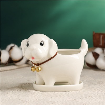 УЦЕНКА Горшок «Щенок» белый, 13×7×10 см