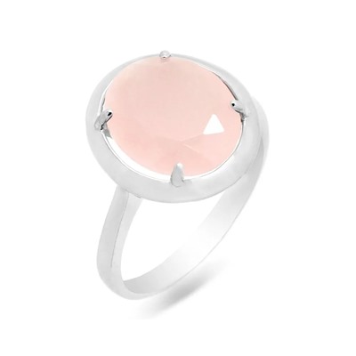 Кольцо из серебра розовый кварц, Ю-100М48