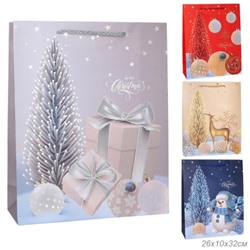 Пакет подарочный 26х32х10 / 6022-M /уп 12/480/ микс Новый год