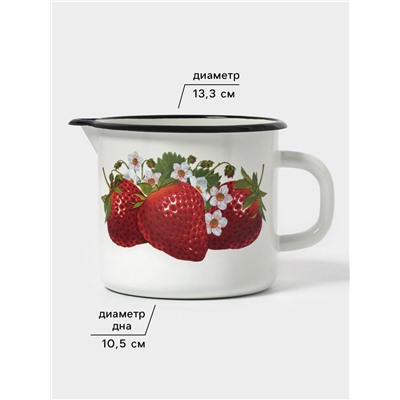 Кружка эмалированная, 1 л, с носиком, белая