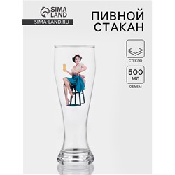 Пивной стакан Pin-up Beer, 500 мл, стекло, рисунок МИКС
