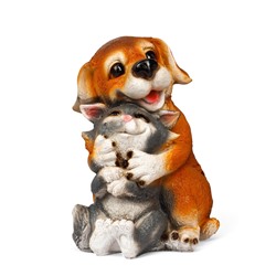 Садовая фигура из полистоуна «Щенок с котёнком», 28×22×20 см