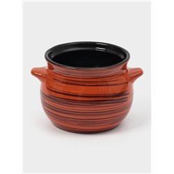 УЦЕНКА Горшок керамический для запекания «Пиканто» 0.65 л / 12.5×11.5 см, оранжевая полоска, без крышки