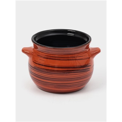 УЦЕНКА Горшок керамический для запекания «Пиканто» 0.65 л / 12.5×11.5 см, оранжевая полоска, без крышки