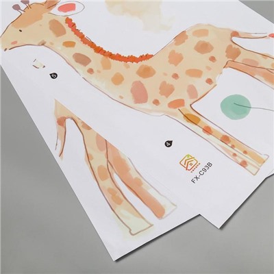 Наклейка интерьерная цветная «Жирафики и воздушные шары», набор 2 листа, 30×90 см