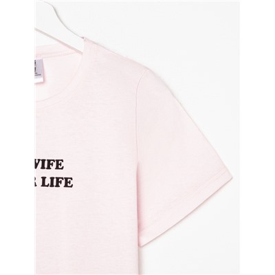 Футболка женская KAFTAN Best wife, размер 40-42, розовая