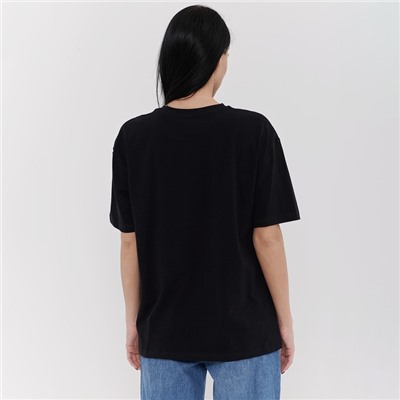 Футболка женская, чёрная, размер ONE SIZE (42-46)