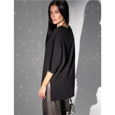 Футболка оверсайз с принтом стразами из премиального хлопка с эластаном