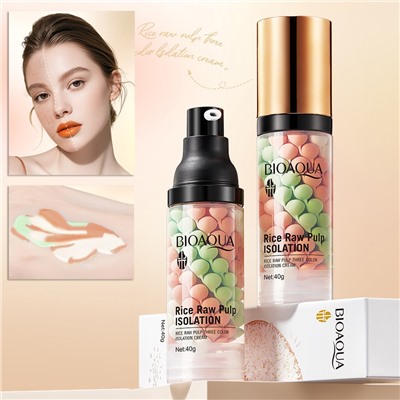 Основа под макияж 3 в 1 с экстрактом Риса, Гиалуроновой кислотой и Скваланом Bioaqua, 40 гр.