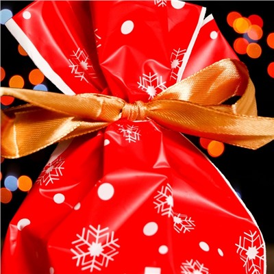 Пакет полиэтиленовый подарочный новогодний, с завязками «Снежинки», 15×23 см