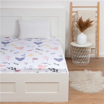 Простыня на резинке 1.5-спальная «Этель» Flower garden, 160×200+25 см, бязь