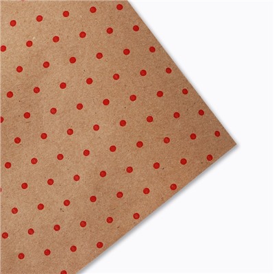 Бумага упаковочная крафт в рулоне «Горох красный», 0.68×7 м