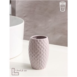 Аксессуары для ванной Доляна «Рельеф», 4 предмета, дозатор 300 мл, мыльница, 2 стакана, сиреневые