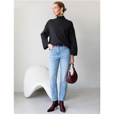 Джинсы мом фит из мягкой эластичной джинсы 12OZ