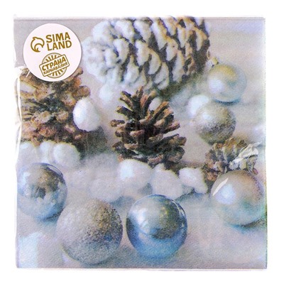 Салфетки новогодние бумажные «Ёлочные игрушки», 33×33 см, набор 20 шт.