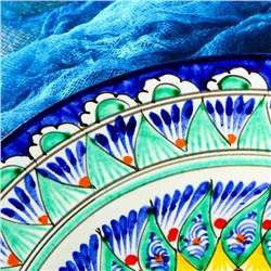 Тарелка узбекская Риштанская Керамика «Цветы», d=22 см, синяя