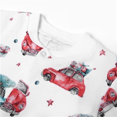 Кофточка детская MINAKU New Year's cars, рост 56-62 см, белая