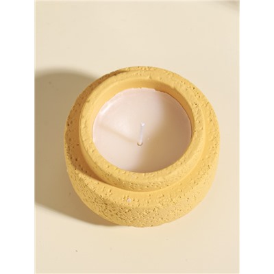 Свеча в подсвечнике вулканическом «Цилиндры», жёлтая, 8.1×8.1×5.4 см