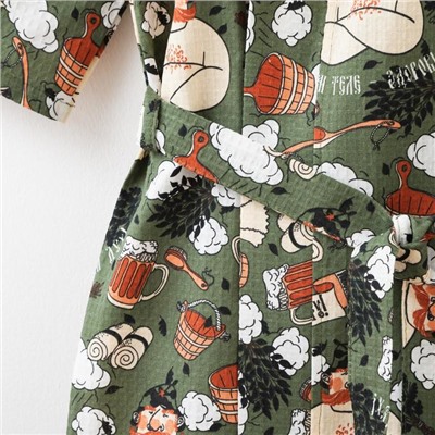 Халат мужской Этель «Генеральская банька» рукав 3/4, размер 46-48, вафля 200 г/м², 100% хлопок