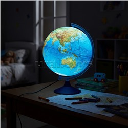 Интерактивный глобус Земли физико-политический рельефный 320мм с подсветкой