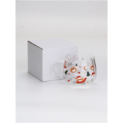 Кружка новогодняя стеклянная «Мишки», 350 мл