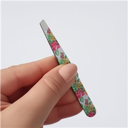 Пинцет скошенный, широкий, 9.5 см, МИКС