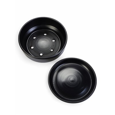 Горшок - бонсайница «Огма» для кактусов и суккулентов, 3 л, d=26 см, h=8 см, керамика, с поддоном, чёрный