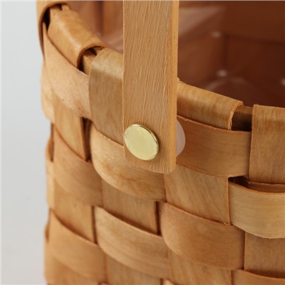 Корзина плетёная для хранения, 13×13×11 см, ручка h=12 см, секвойя, цвет натуральный