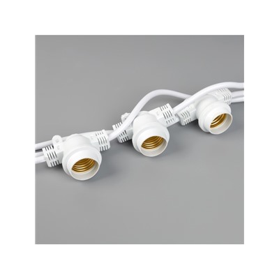 Гирлянда «Белт-лайт» 10 м, IP65, УМС, 2W, белая нить, шаг 40 см, Е27 (без ламп), 220 В