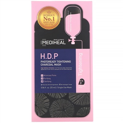 Mediheal, H.D.P., угольная маска, для повышения упругости кожи, 5 шт., по 25 мл (0,84 жидк. унции)