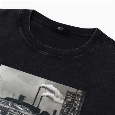 Футболка мужская MIST «Город» из вареного хлопка, черный, р-р M